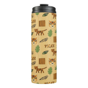 Stilisierter Hintergrund mit Cartoon Tiger. Bright Thermosbecher