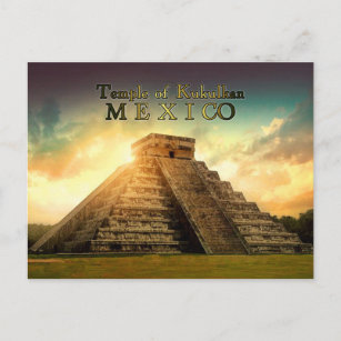 Stilisierter Kukulkan-Mexiko-Tempel Postkarte