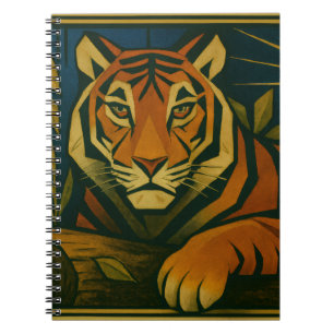 Stilisierter Tiger in Ziersonnenrahmen Notizblock