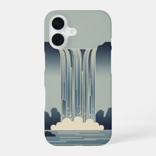 Stilisierter Wasserfall im Vintage-Stil iPhone 16 Hülle