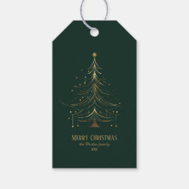 Stilisierter Weihnachtsbaum in Gold auf dunklem Hi Geschenkanhänger