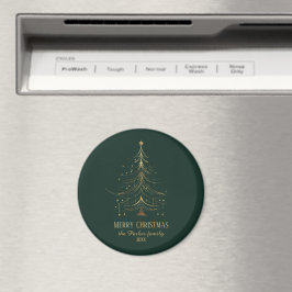 Stilisierter Weihnachtsbaum in Gold auf dunklem Hi Magnet