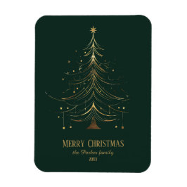 Stilisierter Weihnachtsbaum in Gold auf dunklem Hi Magnet