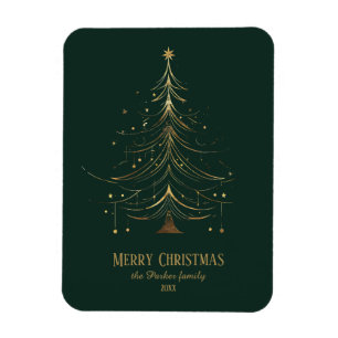 Stilisierter Weihnachtsbaum in Gold auf dunklem Hi Magnet