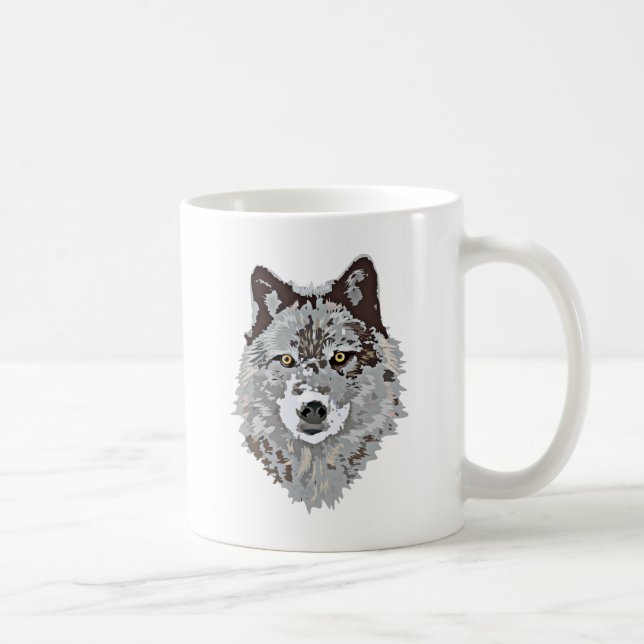 Stilisierter Wolf-Kopf Kaffeetasse (Rechts)