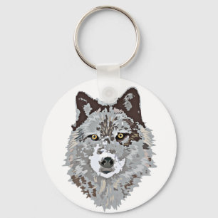 Stilisierter Wolf-Kopf Schlüsselanhänger