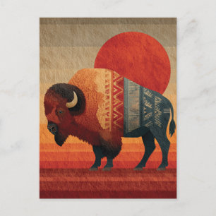 Stilisiertes Bison mit amerikanischer Tradition Feiertagspostkarte