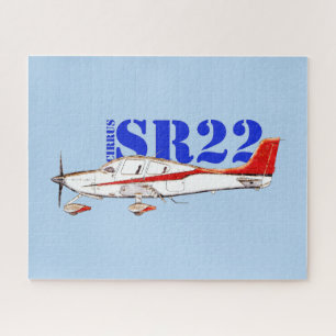 Stilisiertes Cirrus SR22-Flugzeug mit Fettdruck