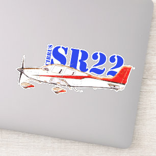 Stilisiertes Cirrus SR22-Flugzeug mit Fettdruck Aufkleber