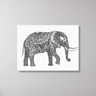 Stilisiertes Fantasie-Elefant-Gekritzel 6 Leinwanddruck
