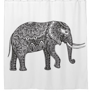 Stilisiertes Fantasie-Elefant-Gekritzel Duschvorhang