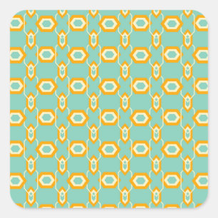 Stilisiertes geometrisches Muster in kräftigem ora Quadratischer Aufkleber