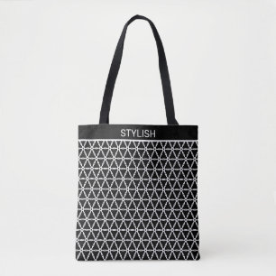 Stilisiertes heiliges Geometrie-Muster in Schwarz Tasche