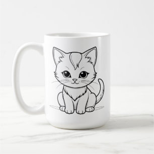 Stilisiertes Katzenkätzchen-Linienkunst-Design-523 Kaffeetasse