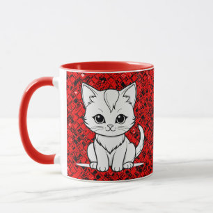 Stilisiertes Katzenkätzchen-Linienkunst-Design-523 Tasse
