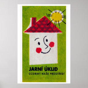Stilisiertes lächelndes Gesicht Tschechoslowakei 1 Poster