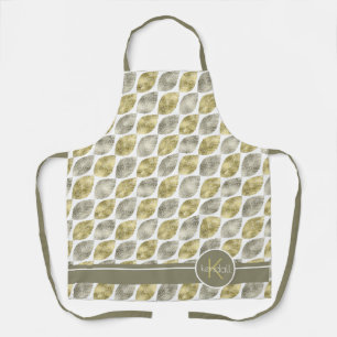 Stilisiertes Leaf Muster Monogram Large Gold ID707 Schürze