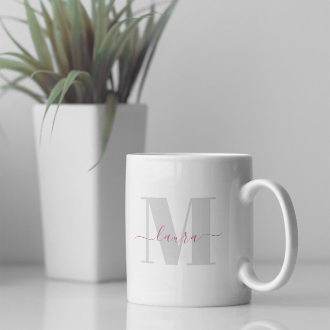 Stilisiertes Monogramm Einfache Kalligrafie Typogr Kaffeetasse (Simple monogram coffee mug)