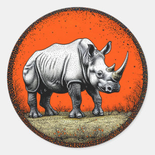 Stilisiertes Nashorn kühne Tierweltkunst Runder Aufkleber