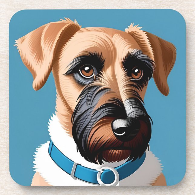 Stilisiertes Portrait eines Terrier Dog Getränkeuntersetzer (Vorderseite)