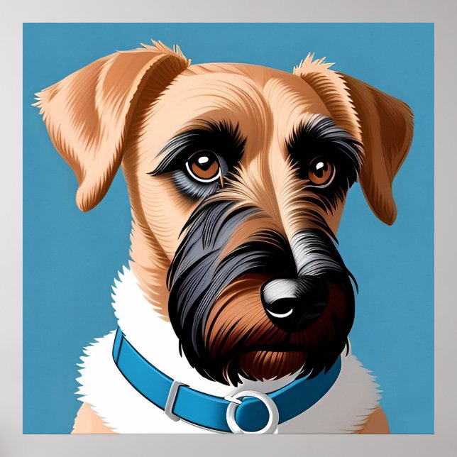 Stilisiertes Portrait eines Terrier Dog Poster (Vorne)