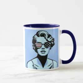 Stilisiertes Porträt einer Retro-Frau. Tasse
