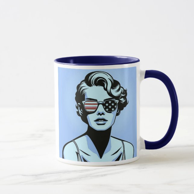Stilisiertes Porträt einer Retro-Frau. Tasse (Rechts)