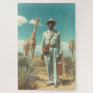Stilisiertes Safari-Porträt Giraffe Wüstenlandscha
