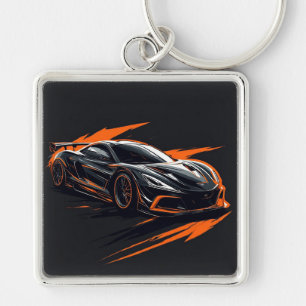 Stilisiertes Sportauto Schlüsselanhänger
