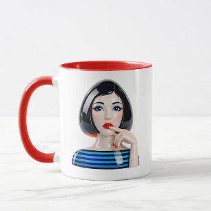 Stilisiertes weibliches Porträt Tasse