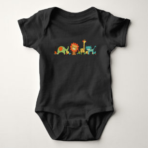 Stilistische Tiere Niedlich Lion Giraffe Elefanten Baby Strampler