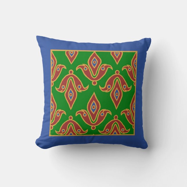 Stilkissen, Fleur-de-Lys, Maroon, Blue, Green Kissen (Vorderseite)