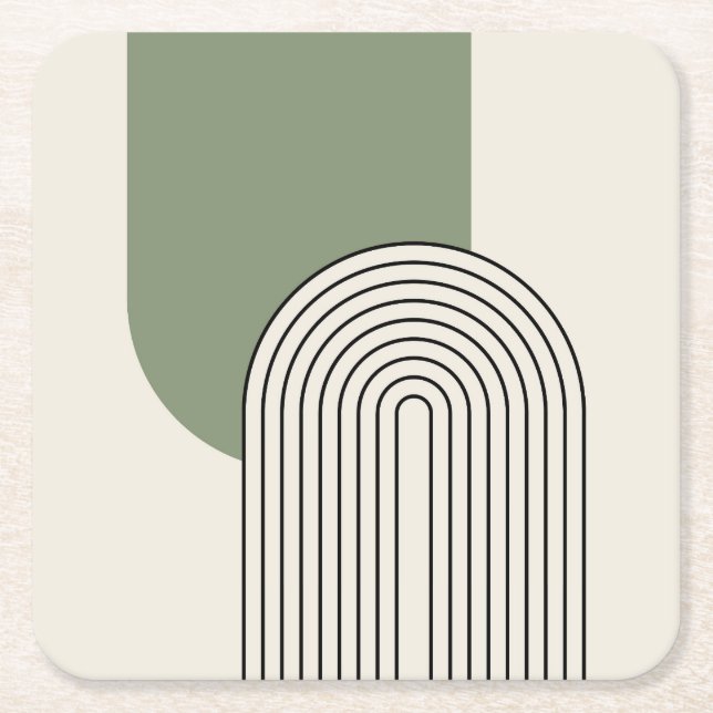 Stilkunst im Mittelalter mit grünem Bogen Rechteckiger Pappuntersetzer (Vorderseite)