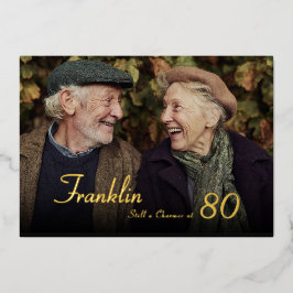 Still Charming Male 80th Photo Birthday Invitation Folieneinladung