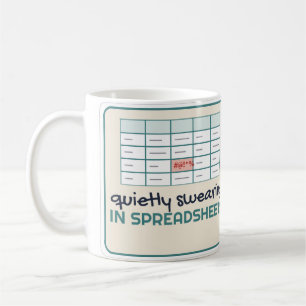 Still in Tabellen am Arbeitsplatz fluchen Kaffeetasse