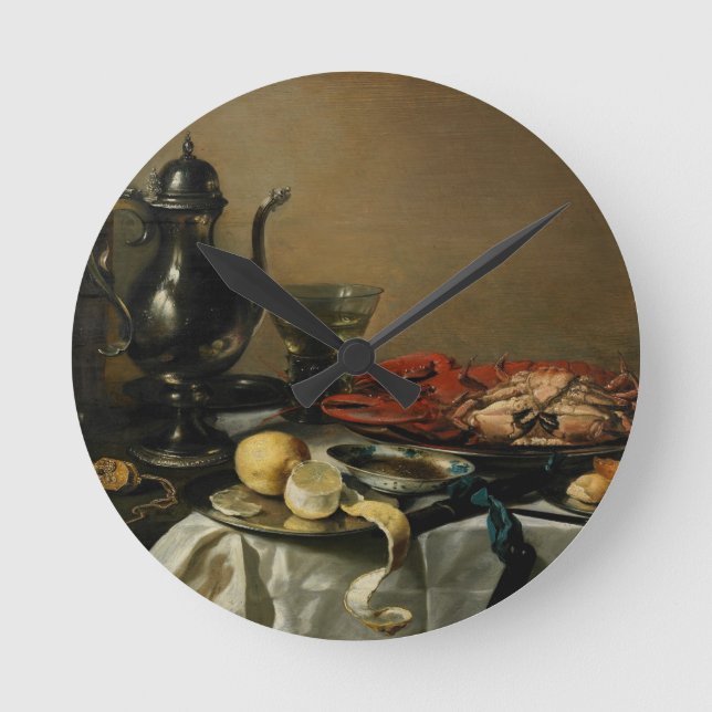 Still Life, 1643 (Öl auf Tafel) Runde Wanduhr (Vorderseite)