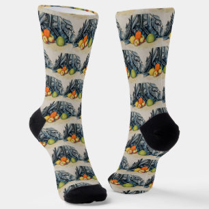 Still Life Äpfel und Tuch von Paul Cézanne Socken