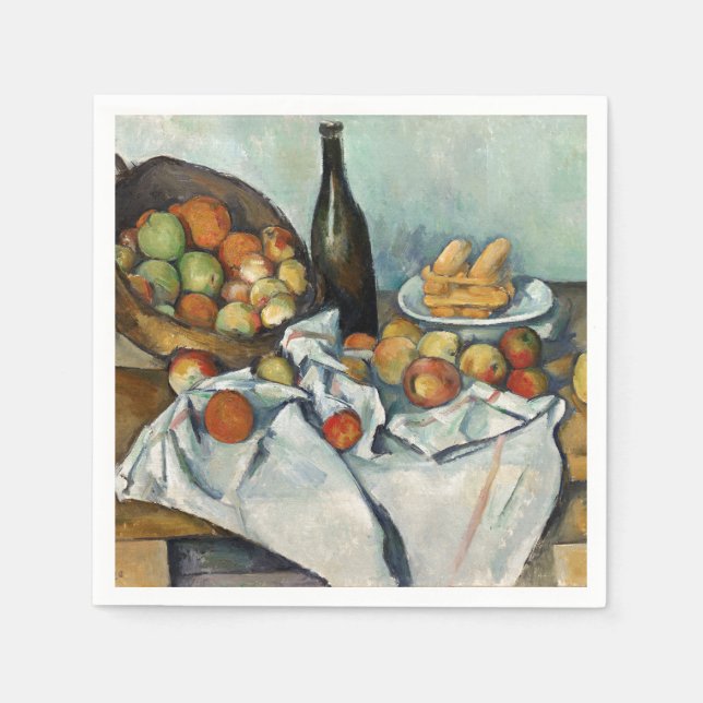 Still Life Apples Basket Cezanne Malerei Art Serviette (Vorderseite)