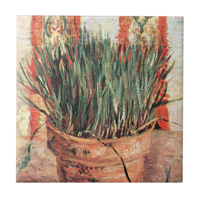 Still Life Blupot w Chives von Vincent van Gogh Fliese (Vorderseite)