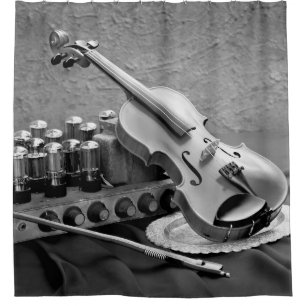 Still life fine art photography on musician techno duschvorhang