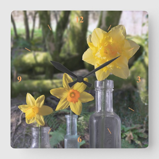 Still Life in the Woods Quadratische Wanduhr (Vorderseite)