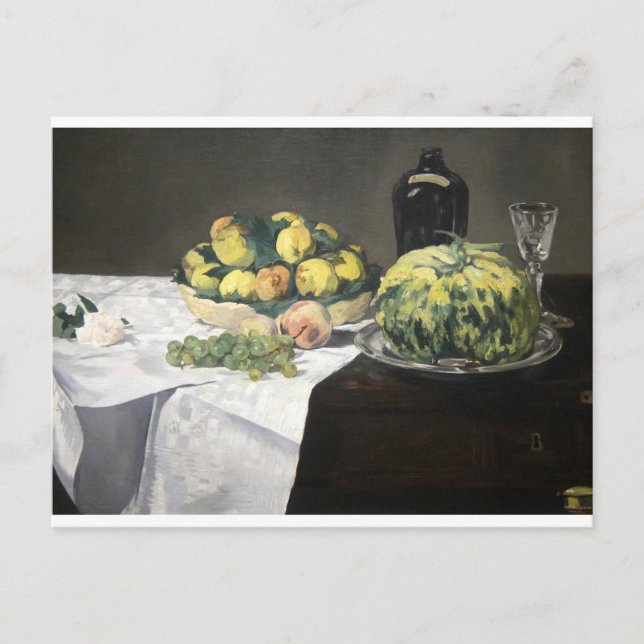 Still Life Lemon Pfirsiche von Manet Impressionist Postkarte (Vorderseite)