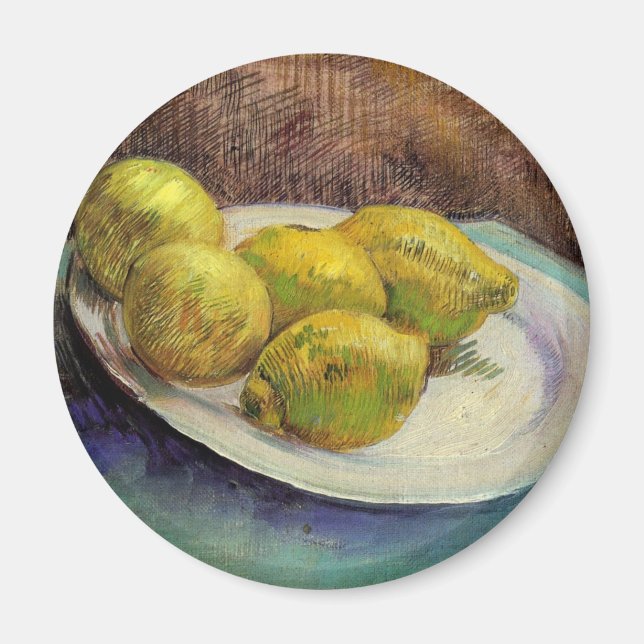 Still Life Lemons on a Plate by Vincent van Gogh Magnet (Vorne)