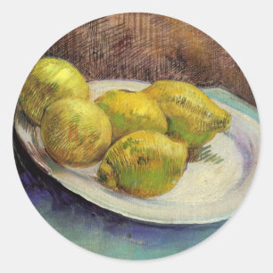 Still Life Lemons on a Plate by Vincent van Gogh Runder Aufkleber