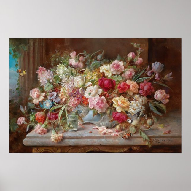 Still Life mit Blume von Hans Zatzka - Poster (Vorne)