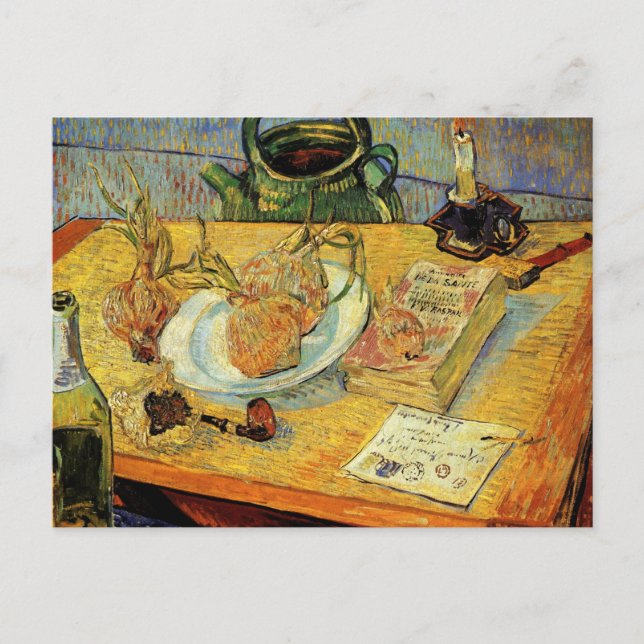 Still Life mit Zeichnend Vorstand von Vincent van  Postkarte (Vorderseite)
