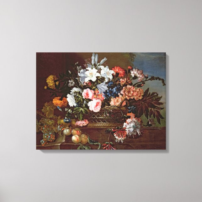 Still Life of Flowers in a Basket Leinwanddruck (Vorderseite)