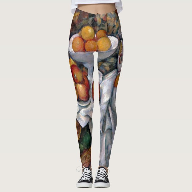 Still Life Orange - Paul Cezanne Malerei Art Leggings (Vorderseite)