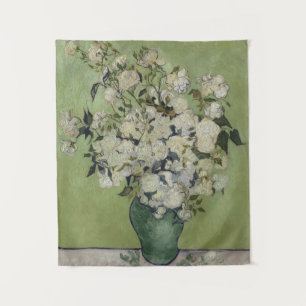 Still Life Pink Roses in einer Vase von Van Gogh Wandteppich