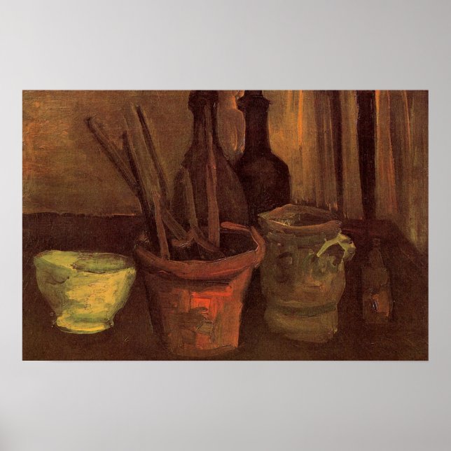 Still Life Pinsel in Pot von Vincent van Gogh Poster (Vorne)